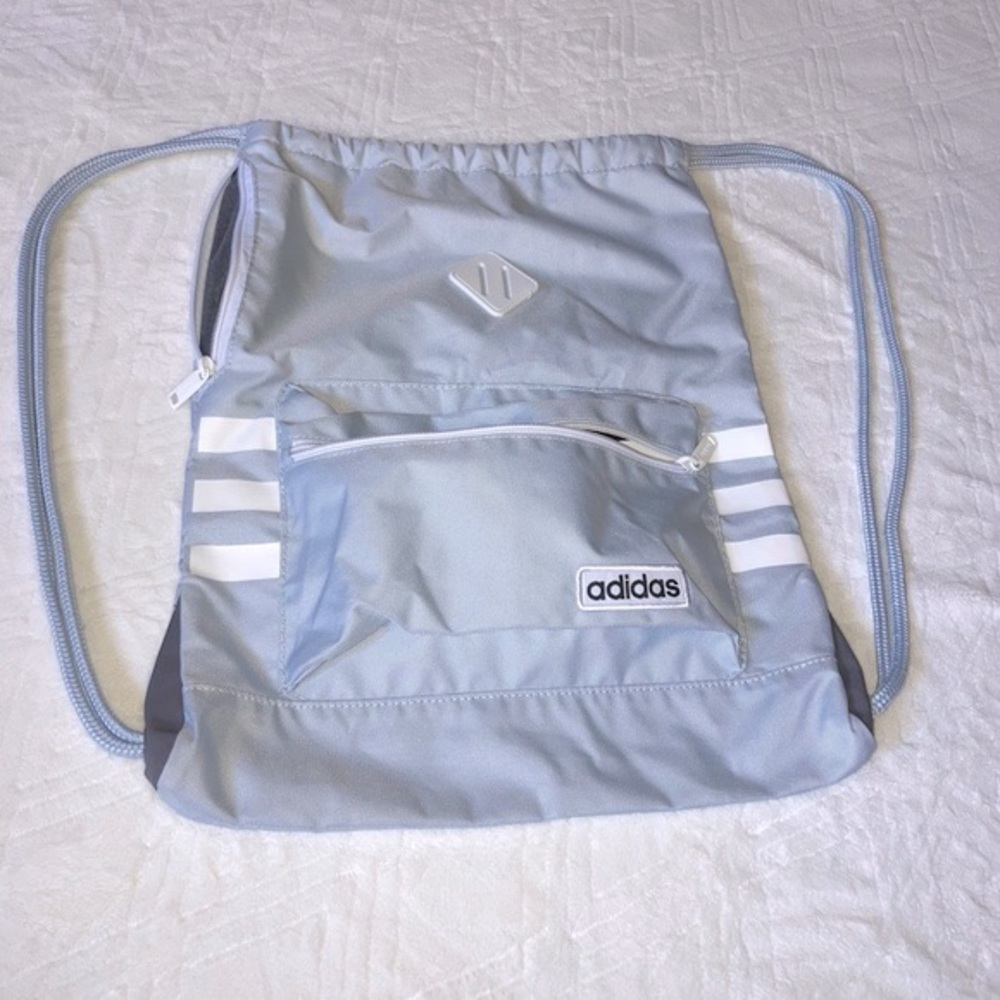 ADIDAS Unisex Classic 3S Drawstring Bag, Blue Dawn/Stone Wash White